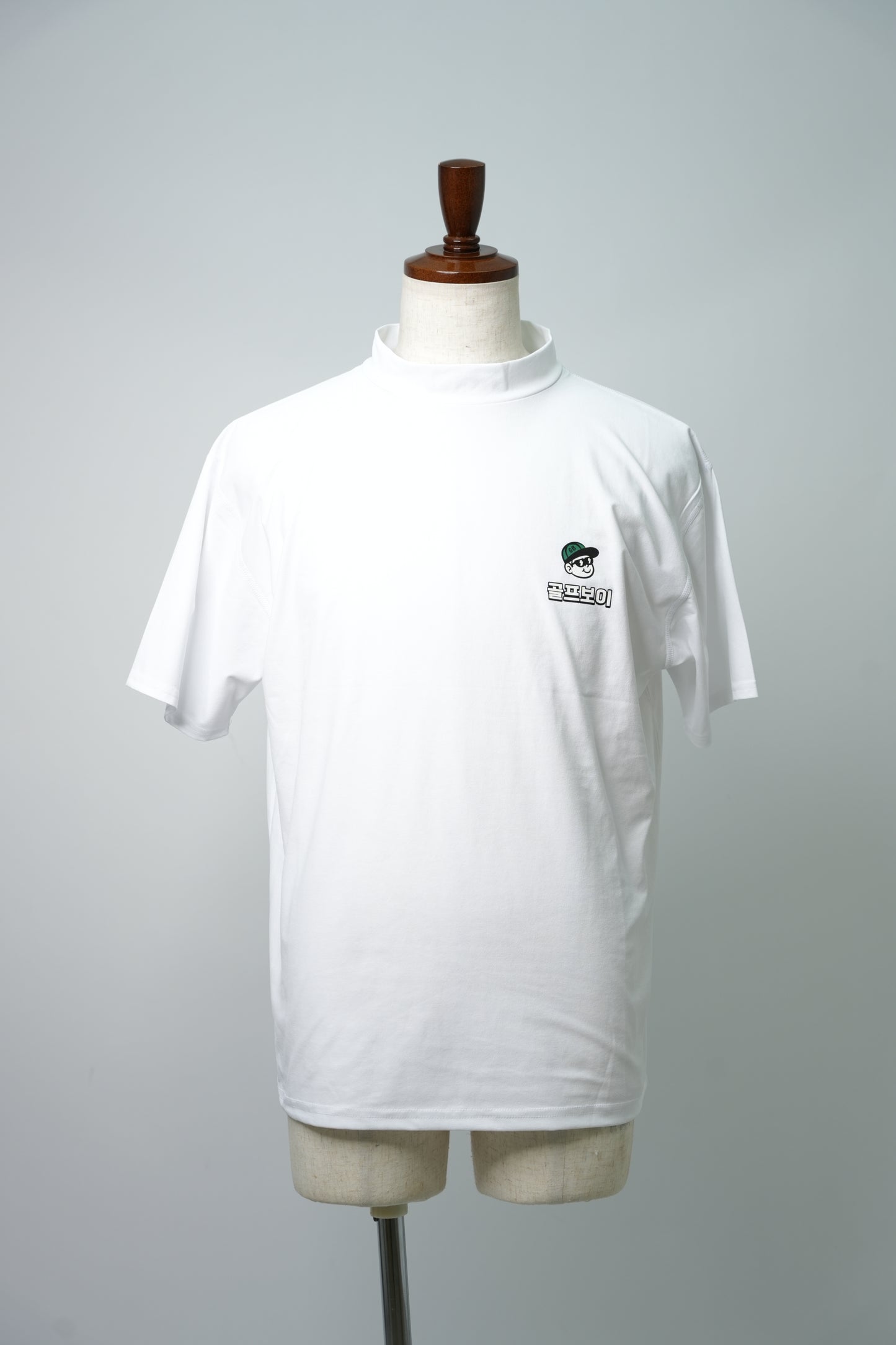 GOLF BOY circle logo mock neck-white