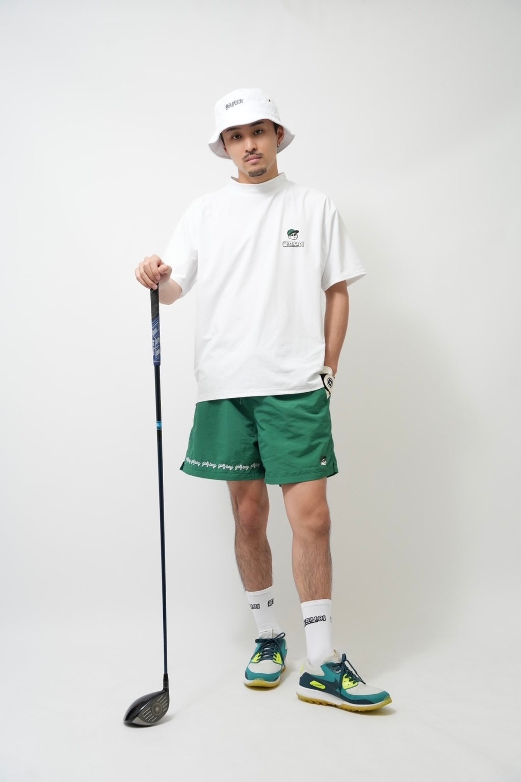 GOLF BOY circle logo shorts-green