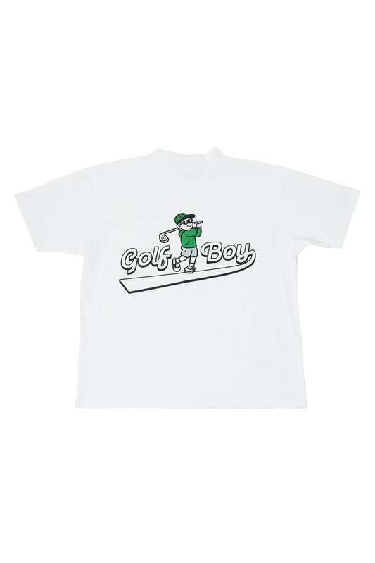 1.GOLF BOY back print mock neck-white