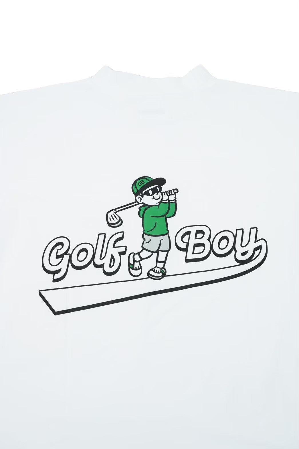 1.GOLF BOY back print mock neck-white