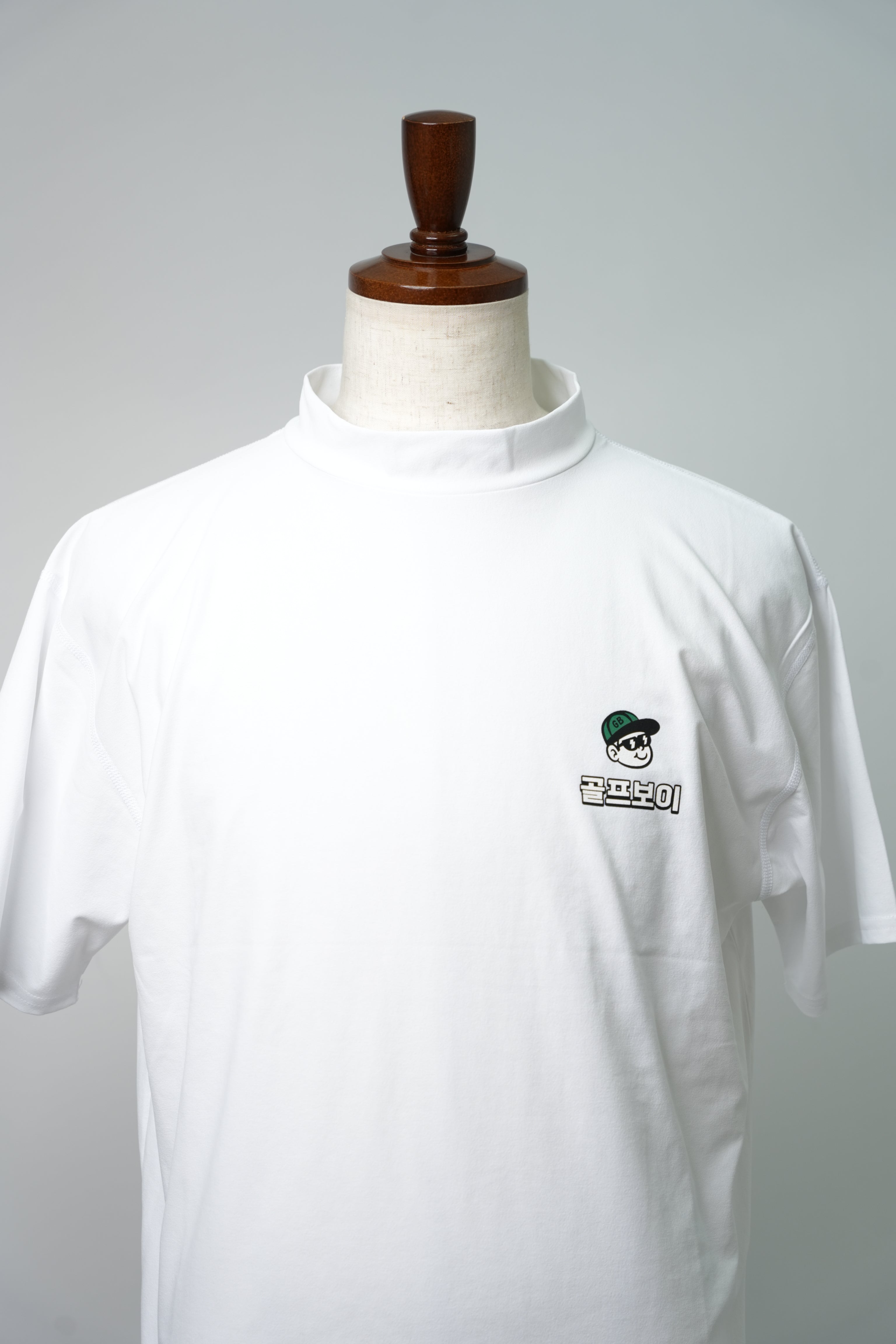 GOLF BOY circle logo mock neck-white